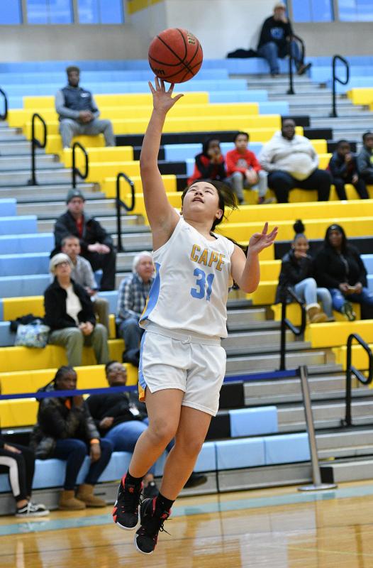 Grace Totten hits two and finishes a Vikings fast break.