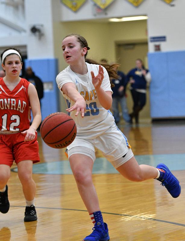 Cape JV guard Diana Nauman dishes off an assist.