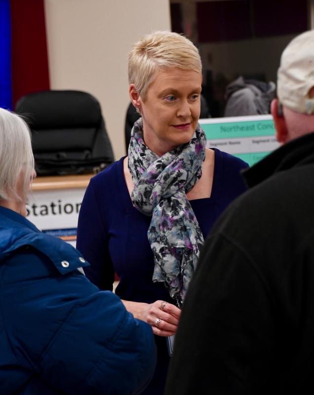 DelDOT Secretary Jennifer Cohan, who first introduced the transportation improvement district, listens to comments during the workshop.