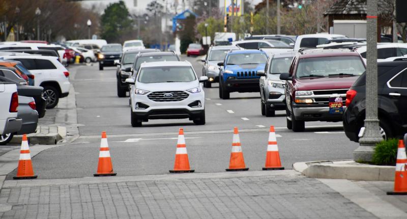The road around the Rehoboth Beach Bandstand is blocked off to traffic as the beach and Boardwalk are closed. RON MACARTHUR PHOTO