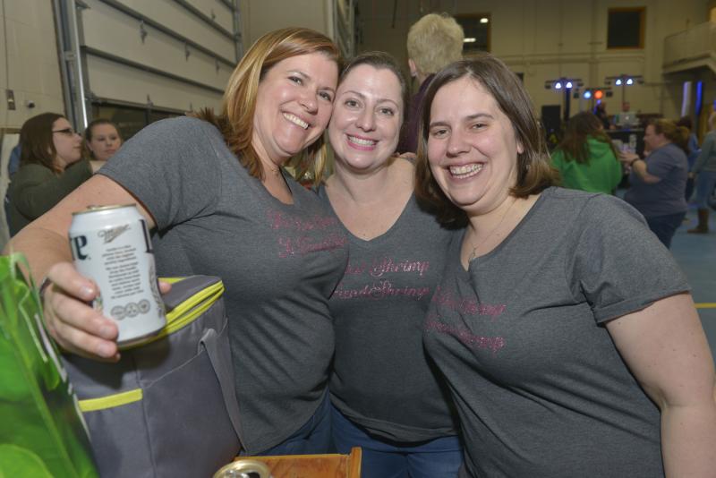 Wearing their custom Shrimp Feast shirts are (l-r) Emily Cunningham, Mary Vaughn Moore and Katie Coombes. Shrimp Feast 2020