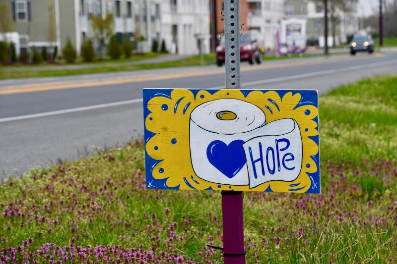 A message of hope with a little humor greets motorists along Route 9 as they head toward Five Points. RON MACARTHUR PHOTO