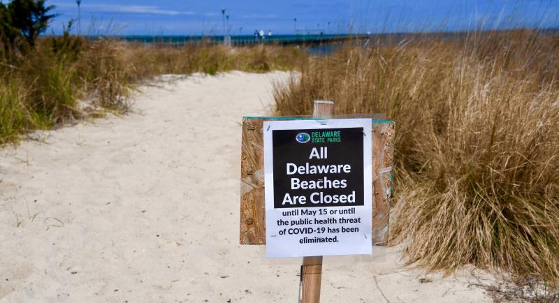 Signs have been posted at beach access points throughout Cape Henlopen State Park. However, park officials say the beach is open for exercise and dog walking.