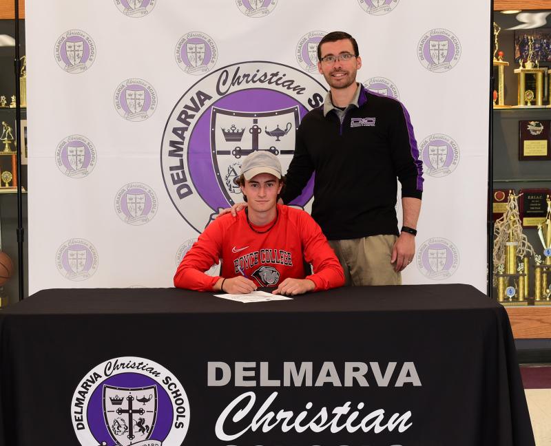 Senior Noah Walton signs to play soccer at Division II Boyce College in Louisville, Ky. Brayden was All-ESIAC in 2019. Shown with Noah is his coach/father Dan.