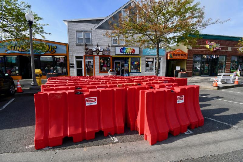 Barricades are being put in place along Rehoboth Avenue to allow more space for restaurants to expand outdoor seating and provide more room for social distancing.