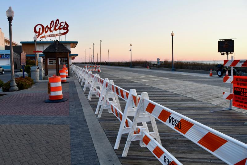 The barricades will be removed as the Rehoboth Beach Boardwalk and beach reopens Friday, May 15.