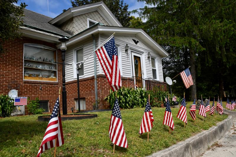 The home of Marshall Reynolds on Atlantic Avenue in Milton is decked out for Memorial Day.