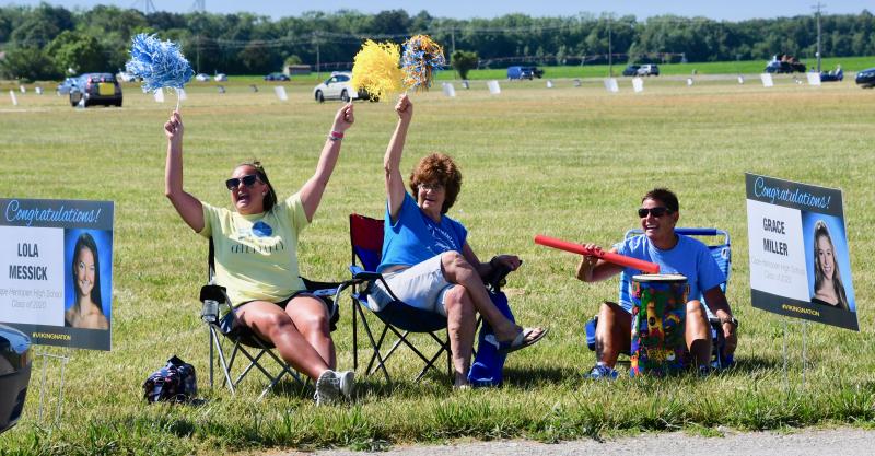 From left, Milton Elementary School teachers Brittany Bailey and Beth Walters and retiree Carlyn Bailey are having a good time celebrating the class.
