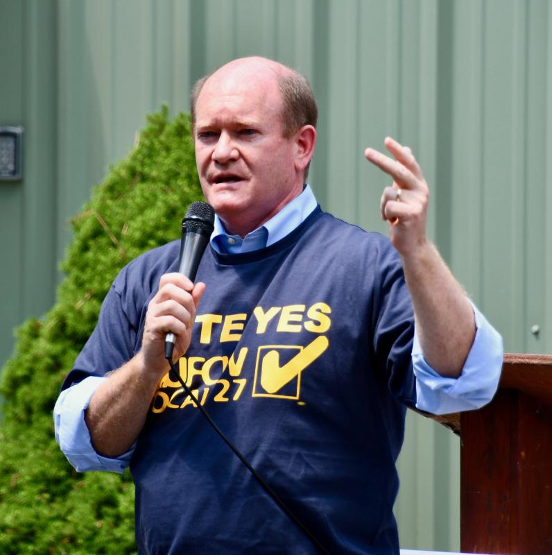 U.S. Sen. Chris Coons states Mountaire is trying to break the union contract after two years of a 5-year deal.