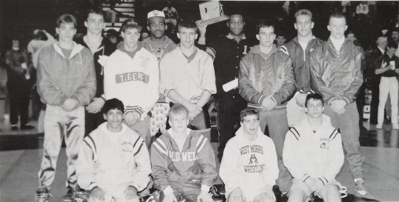 Scott Kammerer, the New Jersey heavyweight state champ for East Brunswck High in 1991. Scott is second from right in back. SUBMITTED PHOTO