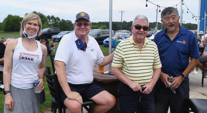 Rotary Club of Lewes-Rehoboth Beach members take part in the event to support fellow member Bill Berry, who suffers from Parkinson’s. Shown are (l-r) Amanda Peters, RISE operations director, Jack Riddle, Berry, and John Lee.