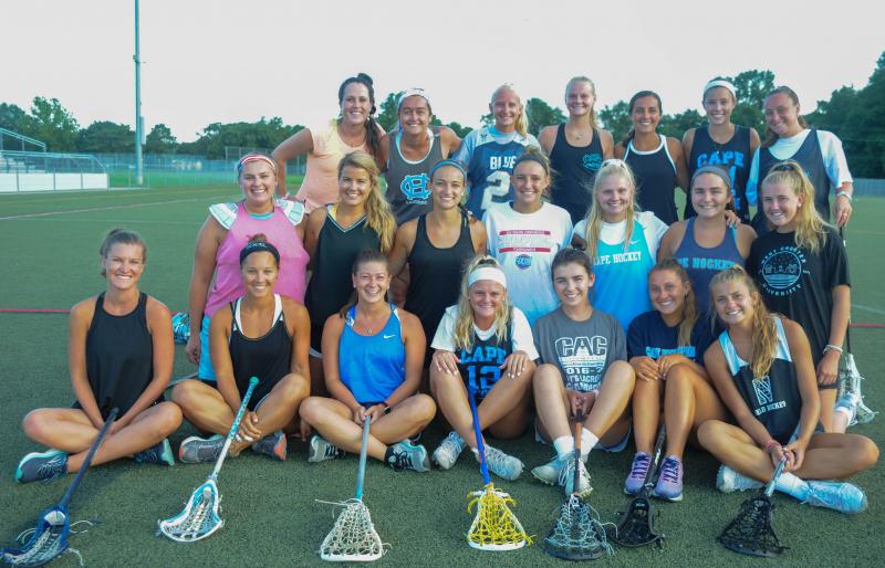 Cape alumni lacrosse 2019. They will be playing again Thursday night at Champions Stadium to honor the Cape seniors who missed the 2020 season. In back are (l-r) Meg Bartley, Anna Frederick, Mallory Jones, Victoria Lockwood, Kat Judge, Lexi Woodruff, Kaylie Truitt
Middle: Gina Voss, Jacki Coveleski, Erin Ricker, Cailey Thornburg, Jody Boyer, Katie Frederick and Lindsay Monigle. In front are Maura Johnson, Caroline Judge, Christine Bristowe, Eddy Shoop, Chloe Schaeffer, Annie Judge and Alia Marshall. DAVE FREDERICK PHOTO