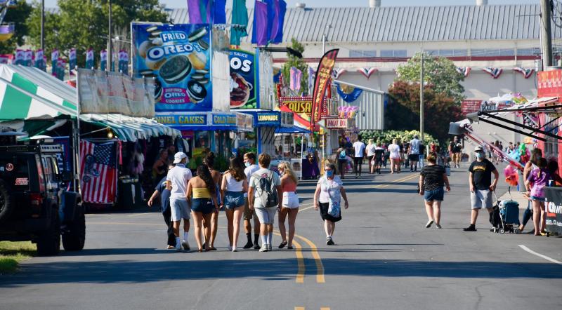 The crowd is slim during the heat of the day July 27. As night approached, attendance rose as fair-goers came to get on the rides.