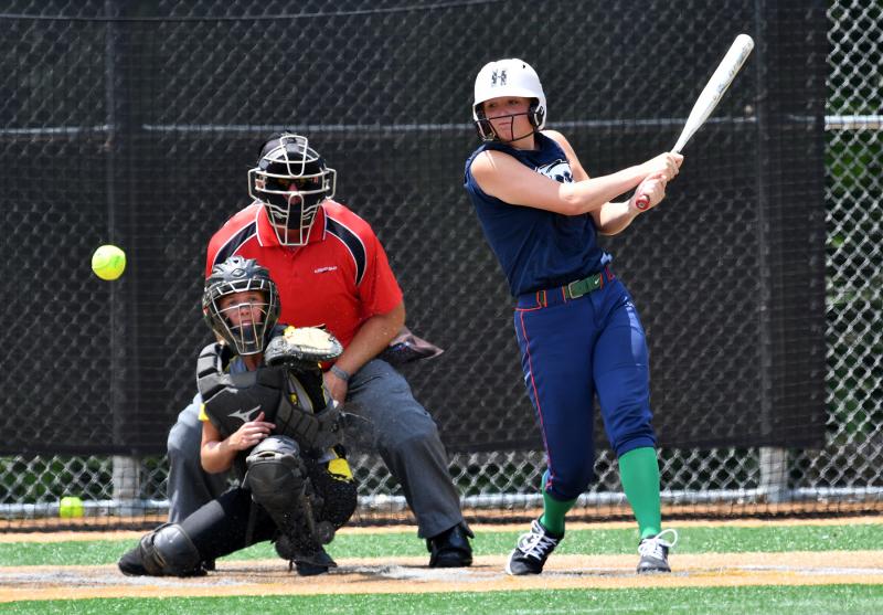 Swoop Carlin Quinn delivers with a single in the 4-1 win over LV Patriot Flames Premier in the quarterfinal game.