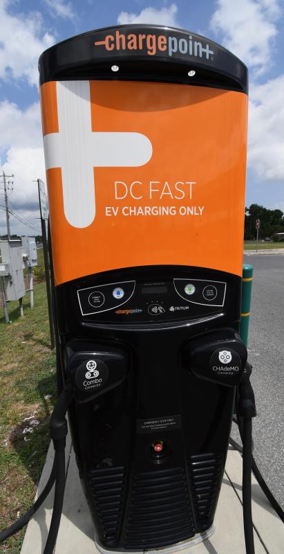 EV charging stations, such as this one at Royal Farms in Georgetown, can be found in the Cape Region at some convenience stores, in towns and at Tanger Outlets. RON MACARTHUR PHOTO
