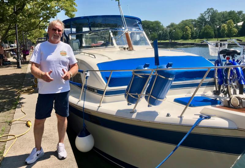 Vintage boats, like antique cars, are a specialty passion across the country. It’s no different in upstate New York. In Seneca Falls, Mark lives much of the summer aboard a 1984 Chris Craft 35-footer that he keeps in beautiful shape. He maintains canal boats available for bareboat charter as part of the New York Canal System organization and assists boaters who tie up along the canal wall in downtown Seneca Falls.