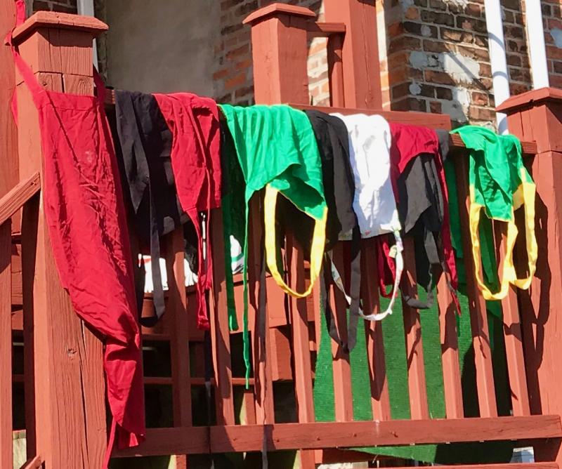 The colors of these clothes drying on a railing near the canal/riverfront in Seneca Falls reminded me of the peaceful Black Lives Matter rally that took place in the nearby park last Saturday.