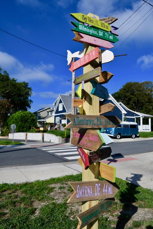 A sign near the Monroe Avenue intersection offers a glimpse at how far away you are from many locations, including Key West, Fla.