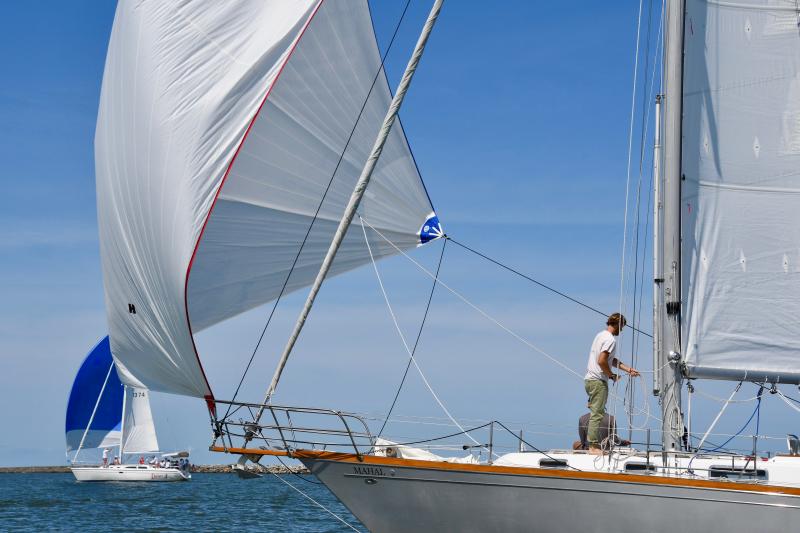 Mahal’s spinnaker catches the wind as the boat, skippered by John Nelson, sails to a third-place finish.