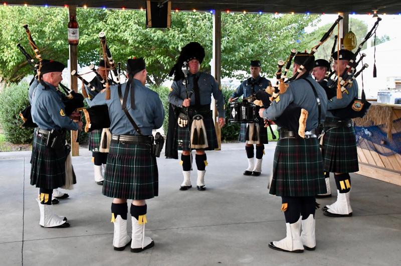 The Delaware State Police Pipes and Drums take part in the Sept. 11 ceremony at American Legion Post 28 in Long Neck.