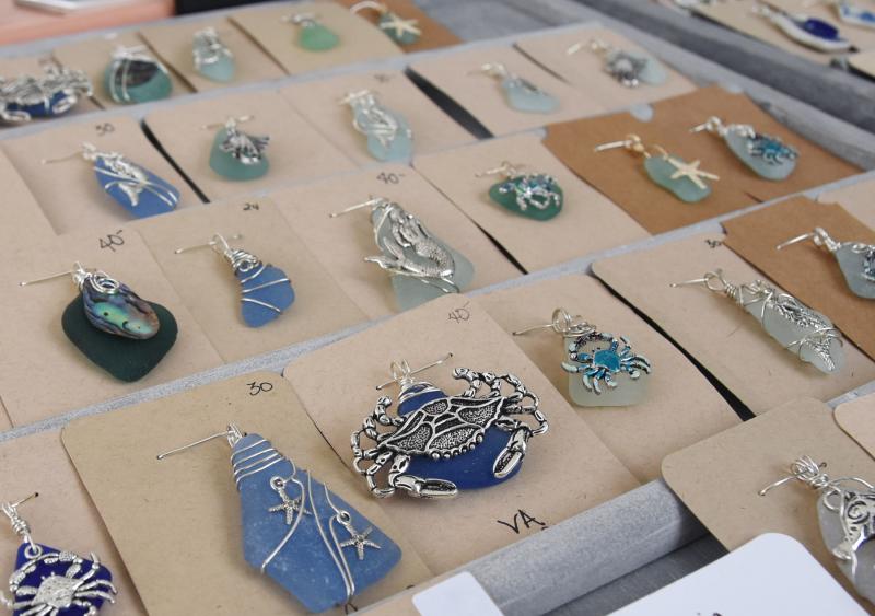 Kathy Shelton of Sea Foam Creations makes handcrafted beach jewelry and decor with authentic sea glass and shells.