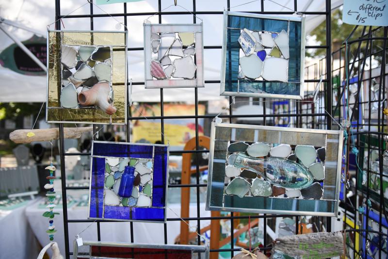 Mary Louise Lauffer of Virgin Sea Glass makes original pieces with sea glass and stained glass.