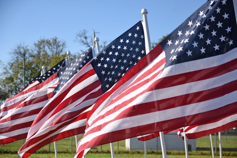 500 flags line Kings Highway in Lewes.