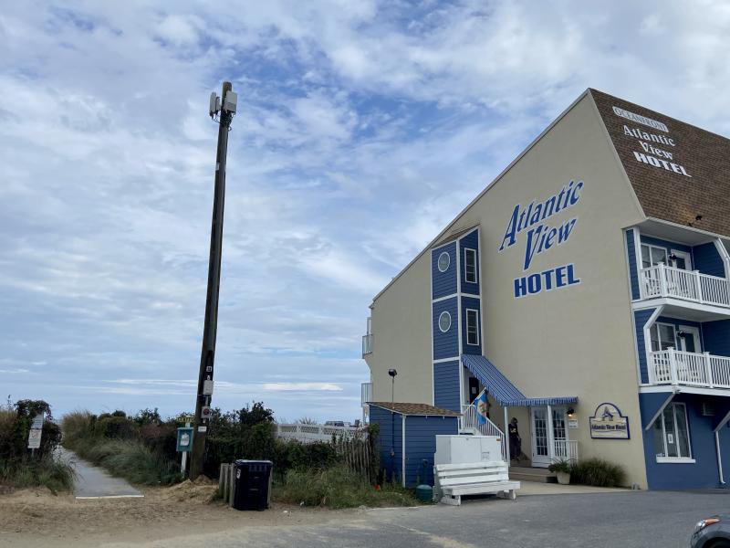Dewey Beach commissioners said the biggest complaint about new 5G poles on state rights of way is that poles were installed directly at the egress from street to beach. Commissioners passed a resolution Oct. 9 proposing a public hearing to amend town code governing installation of small cell wireless facilities. ELLEN DRISCOLL PHOTO
