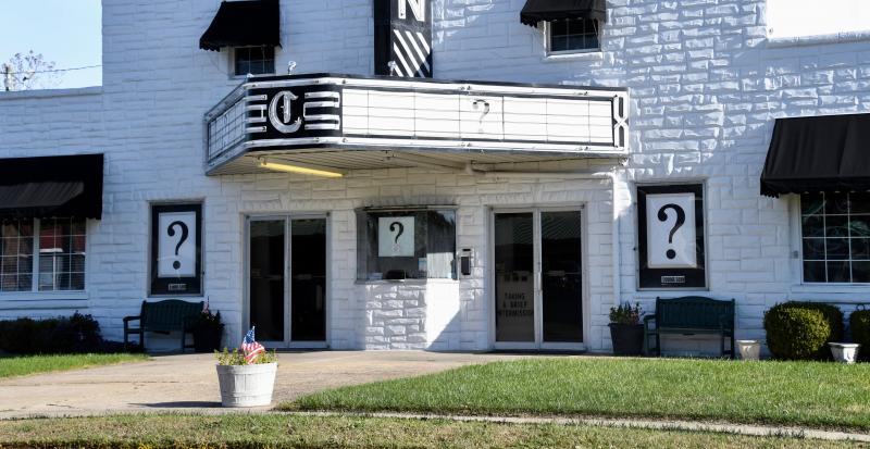 Question-mark signs all over Dagsboro’s historic Clayton theater (circa 1948), the last single-screen theater in Delaware. Are they a message of questioning on issues surrounding COVID-19 or an indication of the owners’ frustration of not being open?
