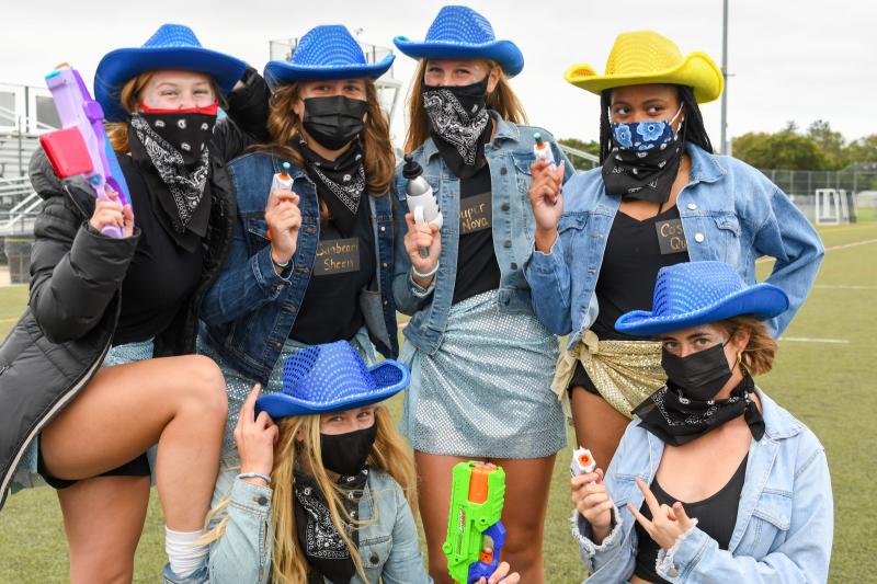 Space Cowboys. In back are (l-r) Maggie Dawson, Riley Keen, Riley Klopp and Jhayden Hollomon; and in front, Julie Heffernan and Emily Monigle.