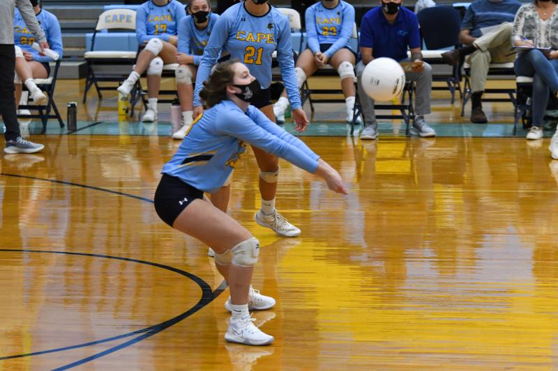 Natalie Derrickson bumps back a shot.