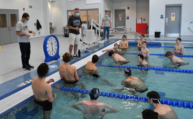 The Cape squad listens to head coach Bill Geppert.