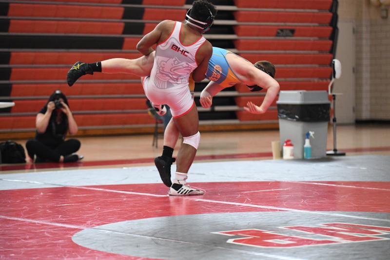 Cape’s Jackson Handlin works to escape Nasir Dreuitt.