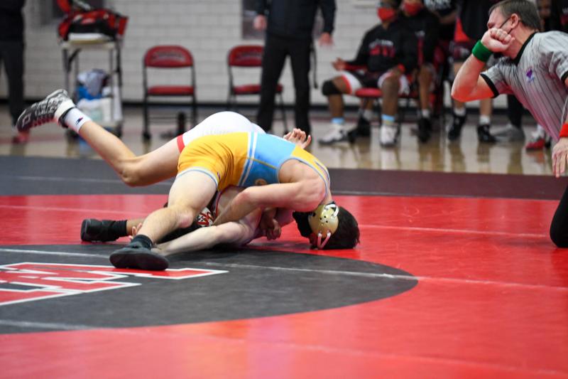 Cape’s Mikey Frederick pins Michael Lane.