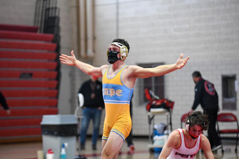 Cape’s Mikey Frederick celebrates a win.