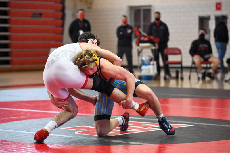 Cape’s C.J. Fritchman gets a takedown.