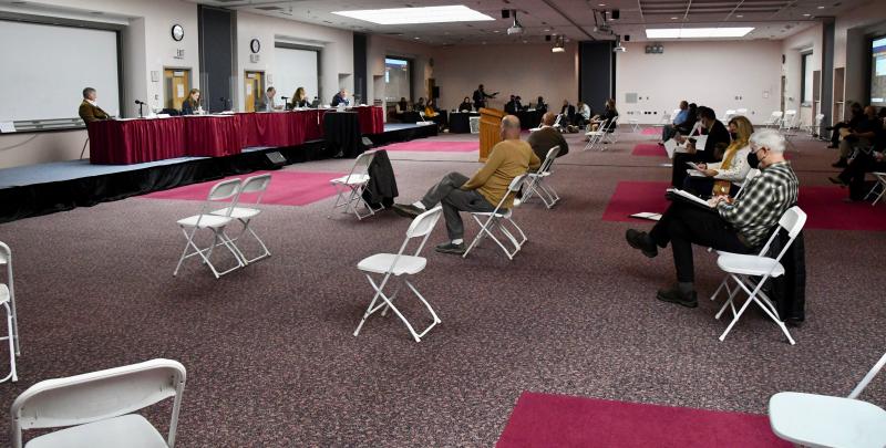 Chairs are spaced out to allow for social distancing and larger crowds at the Carter Partnership Center.