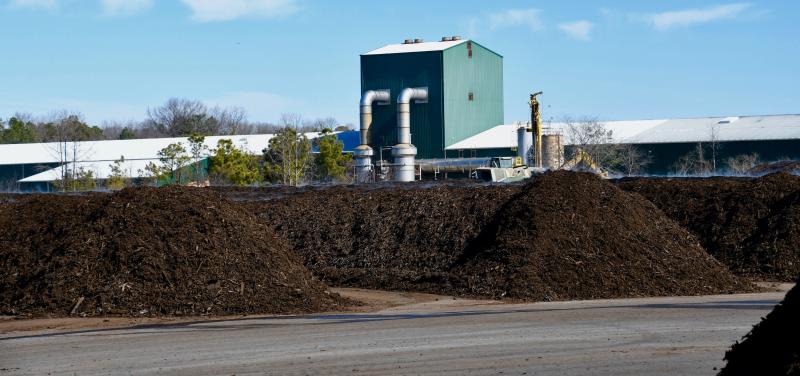 The plant processes six to seven tractor-trailer loads of compost per day. The poultry waste is mixed with wood chips and goes through a long process before it’s considered finished compost.