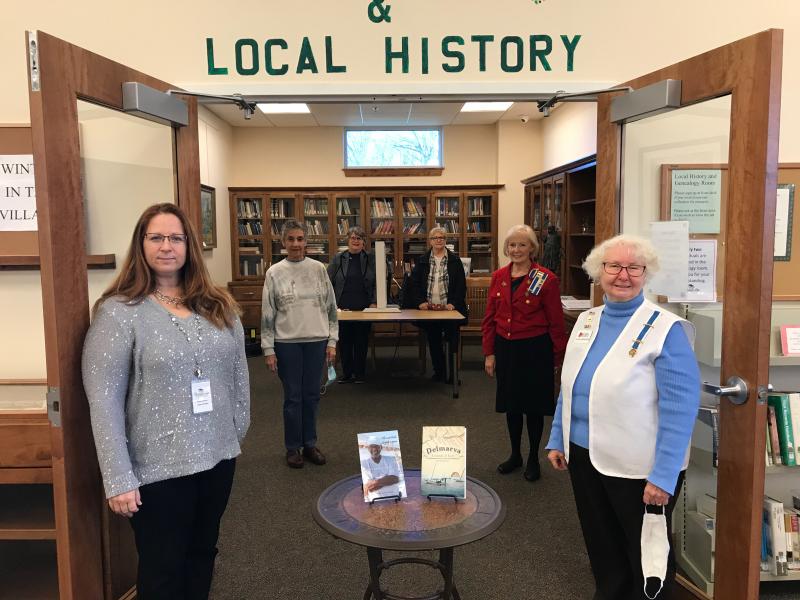 The Maj. Nathaniel Mitchell Chapter of the Daughters of the American Revolution presented a donation of two books to the Bridgeville library. Shown are in back (l-r) Deb Prevost and Cathy Connor. In row two are Ruth Gilefski, Bridgeville Public Library board of trustees president, and Carol Evans, chapter regent. In front are Bridgeville Public Library Director Karen Johnson and Chapter Librarian Alice Min. SUBMITTED PHOTOS