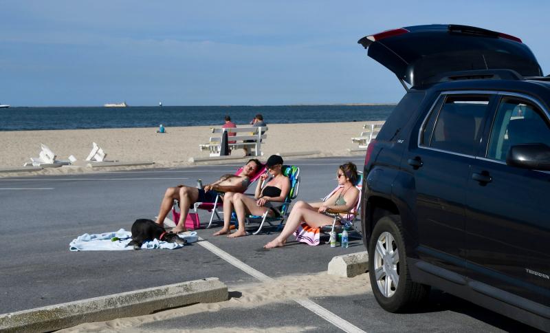With beaches closed for the spring in 2020, on nice days people find their own way to get out and enjoy the sun at Lewes Beach.