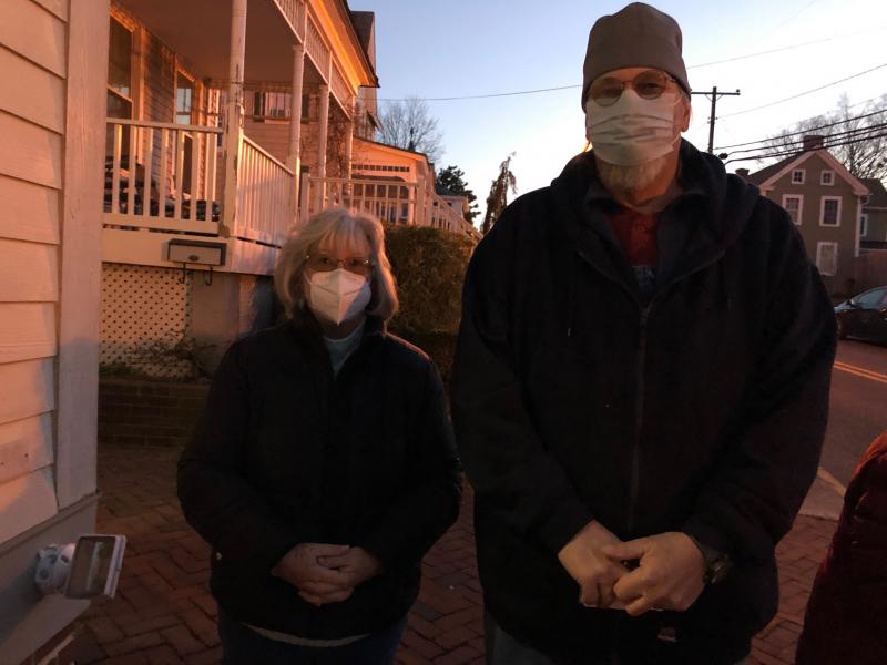 Milton Councilmembers-elect Lee Revis-Plank and John Collier celebrate their wins in the town’s municipal election March 6. Revis-Plank and Collier will be sworn in for three-year terms in April. RYAN MAVITY PHOTOS