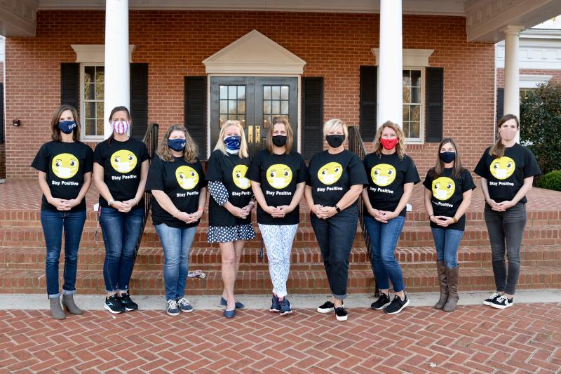 Head of Lower School Dr. Sara Timmons is shown (l-r) with her teachers Jennifer Hoen, Rebecca Tittermary, Jeannie Mancini, Angie Bunting, Cheryl Marshall, Laura Holmes, Kim Jankowski, and Erika Phillips.