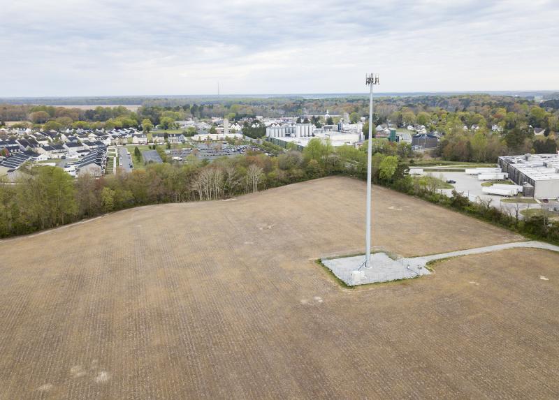 This view shows an existing cellphone tower in the area of Sam Lucas Road and Cannery Village. A Milton resident has appealed the Planning and Zoning Commission’s decision to grant a special permitted use to Verizon to build a similar tower at the town’s public works yard at 210 Front St. NICK ROTH PHOTO