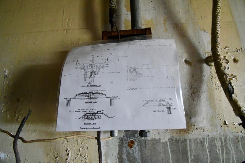 An original blueprint shows the layout of Battery Herring when it was used by the Army during World War II.