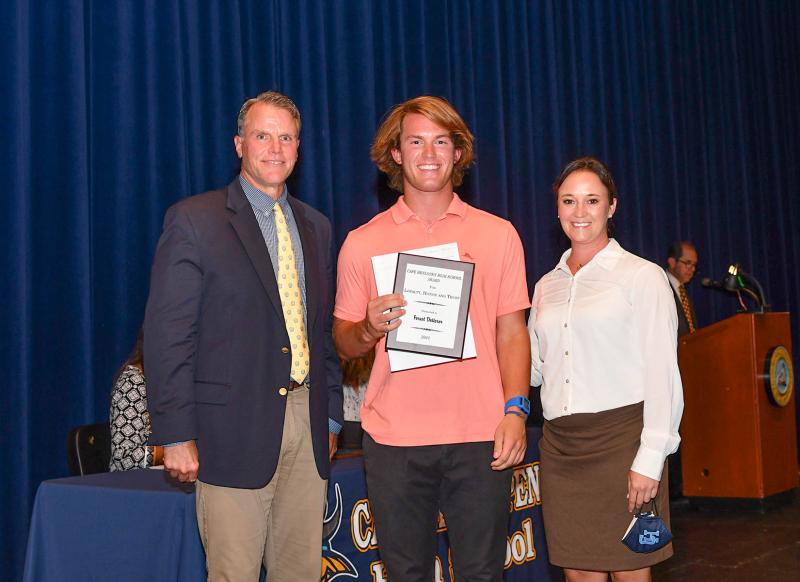 Forest Dotterer received the Principal's Award for Loyalty, Honor and Trust, The Overfalls Foundation Marine Studies Scholarship -$750, University of Tampa Dean's Scholarship - $11,000 and the University of Tampa Prestige Scholarship - $3,000.