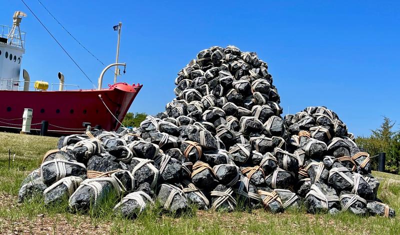 The City of Lewes Public Arts Committee recently unveiled this outdoor sculpture, titled “Unbounded,” by artist Rachel Mica Weiss in Canalfront Park. Note the similarity between the sculpture and the sketch above by Abraxas illustrating a bounded set of stones as part of the solution for protecting the Harbor of Refuge lighthouse. There’s an irony in the title of Weiss’s artistic expression, considering her collection of bounded rocks. That aside, given her piece and Abraxas’ sketch, is the universe telling us that it ultimately doesn’t want to be bounded, or that it is ultimately unbounded in its infinite nature? Stay tuned for more connecting the dots ...
DENNIS FORNEY PHOTO