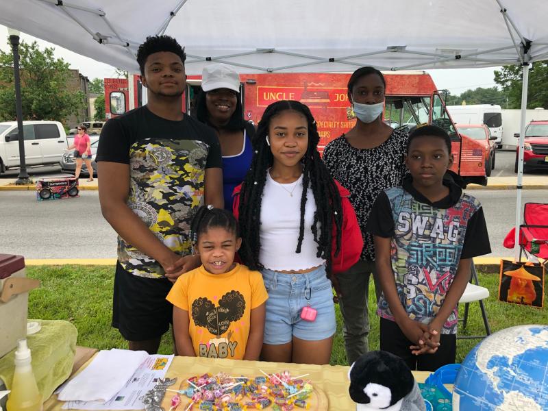 The Lower Sussex NAACP chapter offered kids the chance to play Shorebird Shuffle, a game where the goal was to match pairs of shorebirds, with winners getting prizes. Taking part are (l-r) Christian Davis, Lavinia Davis, Kamille Smith, Karma Smith, Vashica Meades and Jakeem Davis, with chapter advisor Manuel Davis not shown.