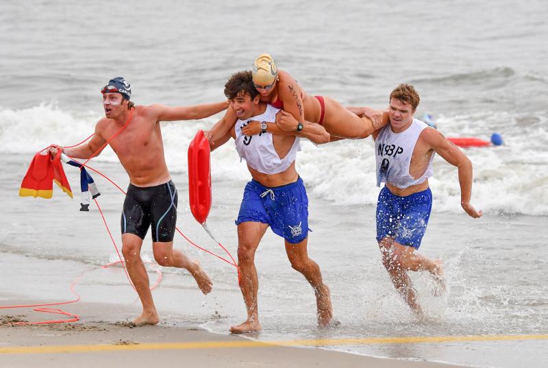 North Shore Beach patrol wins the landline. Shown are (l-r) Augie Carlozzi, Pat Matsko, Laurel Carney and Sean Connor.