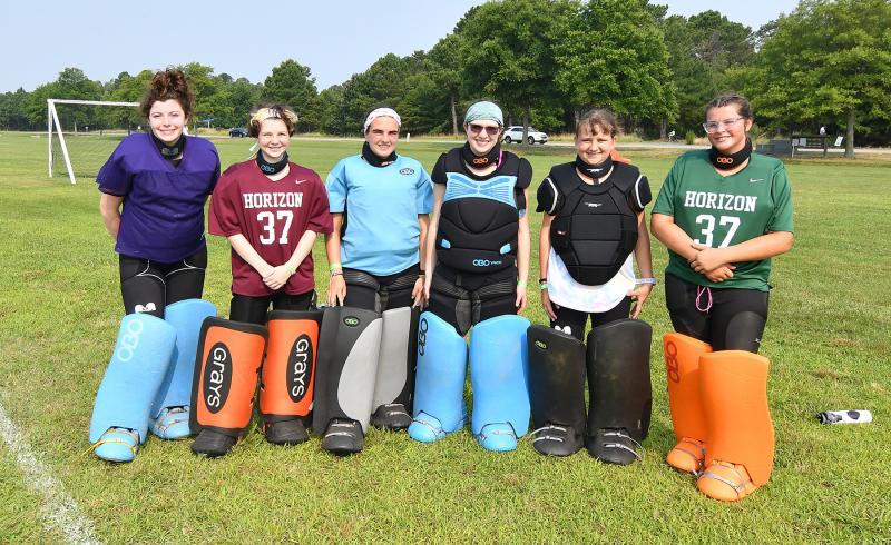 Goalies for the camp are (l-r) Leah Allewelt, Julia Baird, Abbey McIlvain, Reese Bowen, Savannah Gettle and Olivia Justice.