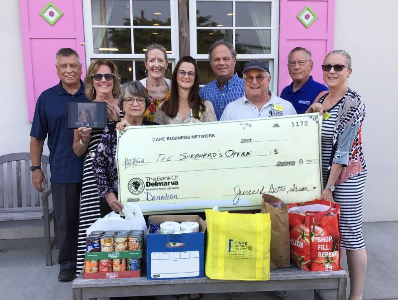 Shepherd’s Office check presentation attendees shown are in back (l-r) Fred Brandt, Platinum Choice Bancard; Debbie Crawford, DC Financial & Consulting Services; Debra Rose, Delaware Family Acupuncture; Jim Martin, Shepherd’s Office; and Roger Anderson, Parcel Plus. In front are June Betts, Bank of Delmarva; Sheila Burek, Henlopen Chiropractic; Danny Fisher, Delaweb Designs; and Lauren Haggerty, Brain Love Neurotherapy. SUBMITTED PHOTO